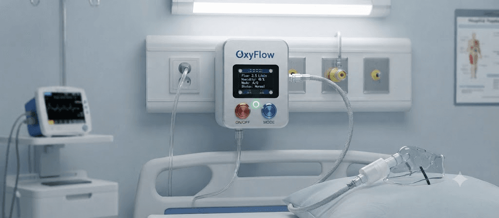 OxyFlow wall-mounted oxygen monitoring device
